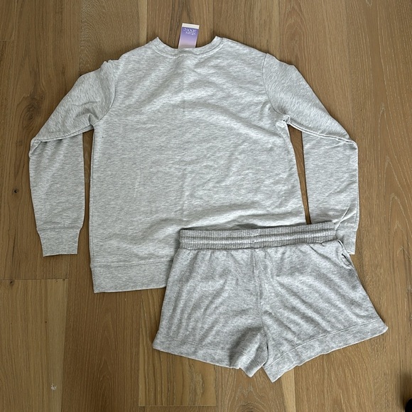 Target Stars Above Gray Lounge Set Matching Shorts Sweatshirt Pajama Soft Fleece - Picture 5 of 8